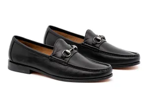 Addison Calf Leather Horse Bit Loafers - Black