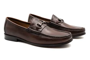 Addison Calf Leather Horse Bit Loafers - Chocolate