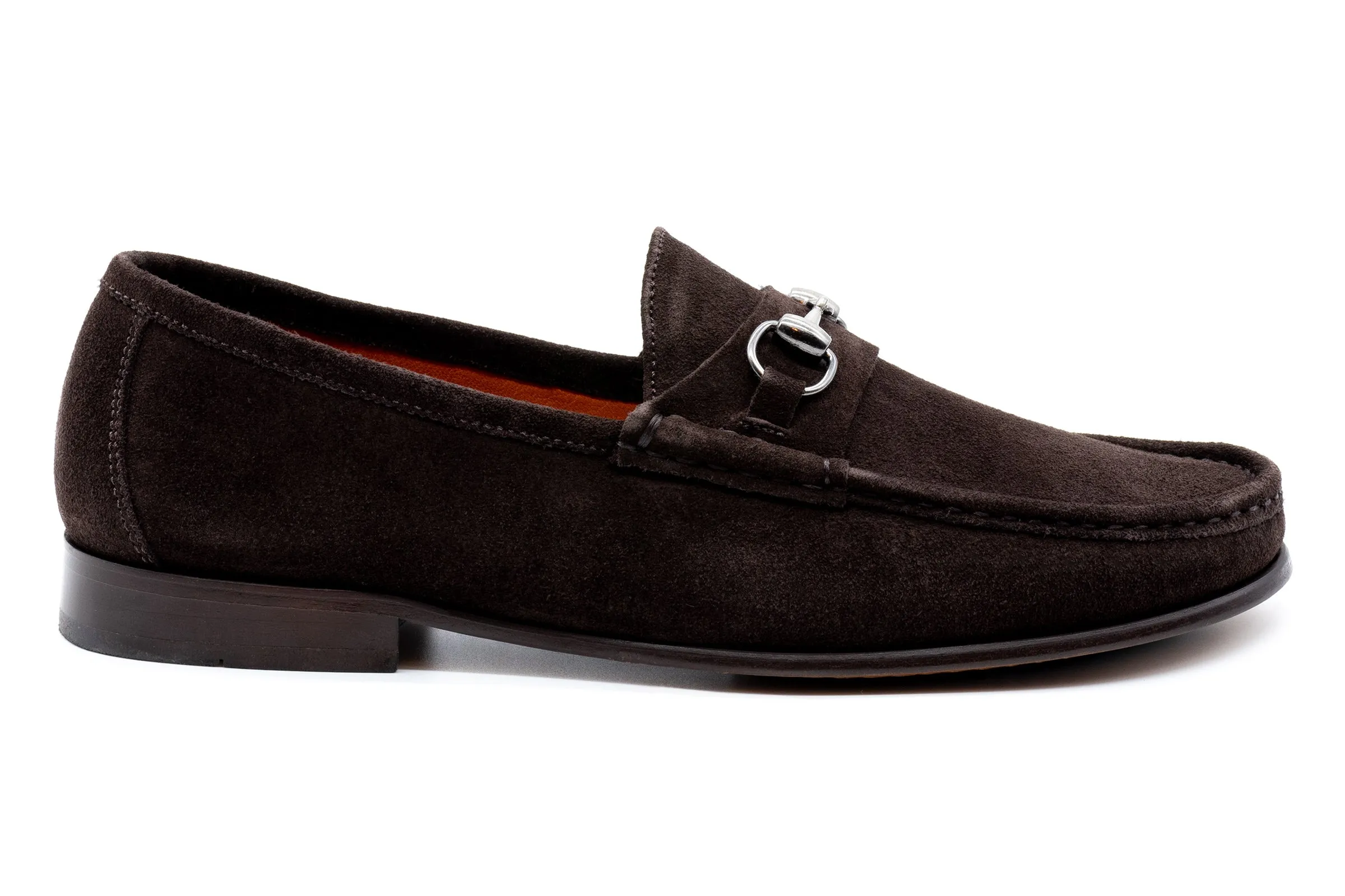 Addison Horse Bit Water Repellent Suede Loafers - Walnut