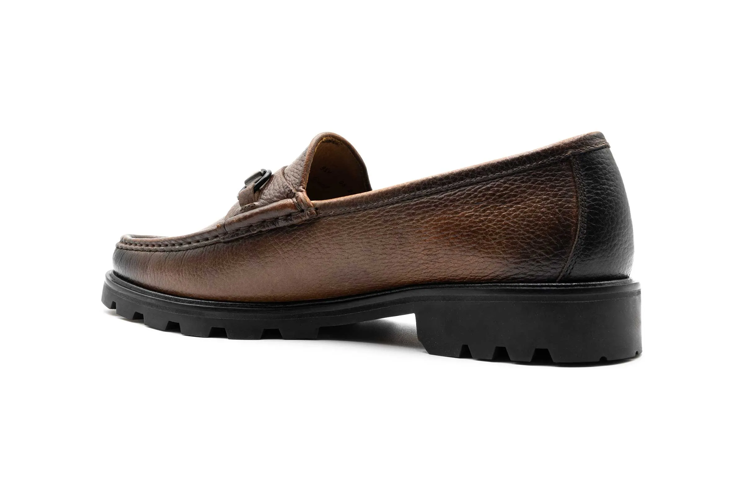 Addison Lug Pebble Grain Leather Horse Bit Loafers - Black Oak