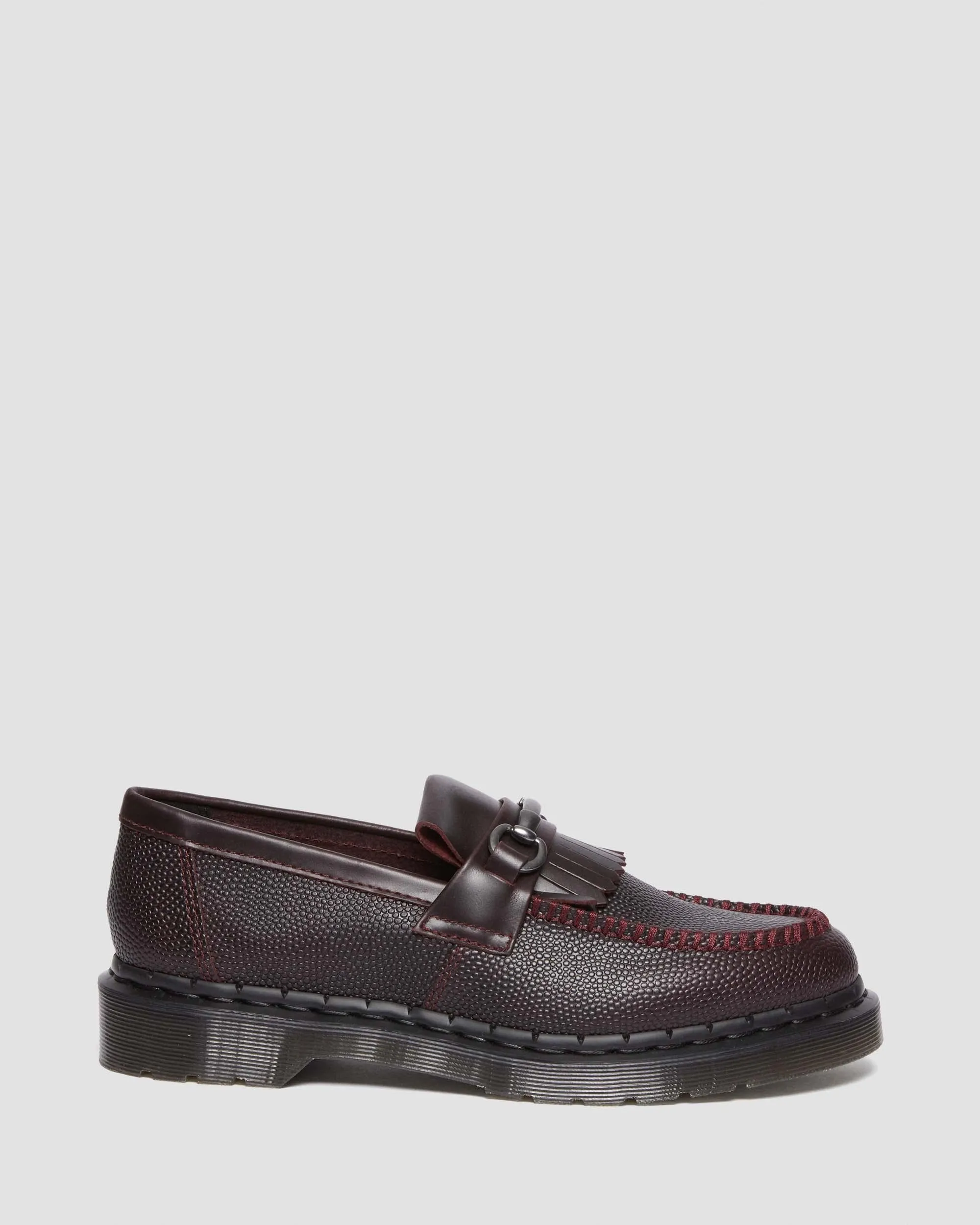 Adrian Snaffle Dr. grain leather kiltie loafers. Martens