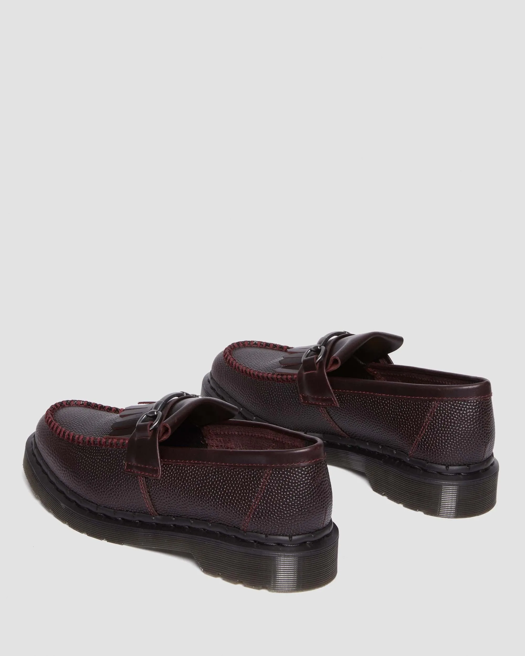 Adrian Snaffle Dr. grain leather kiltie loafers. Martens