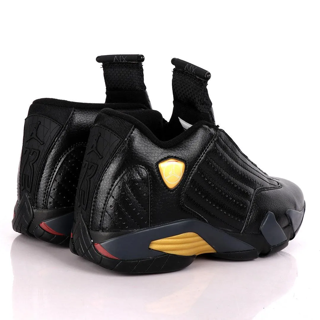 Air Jordan 14 Retro All Black With Classic Gold Designs