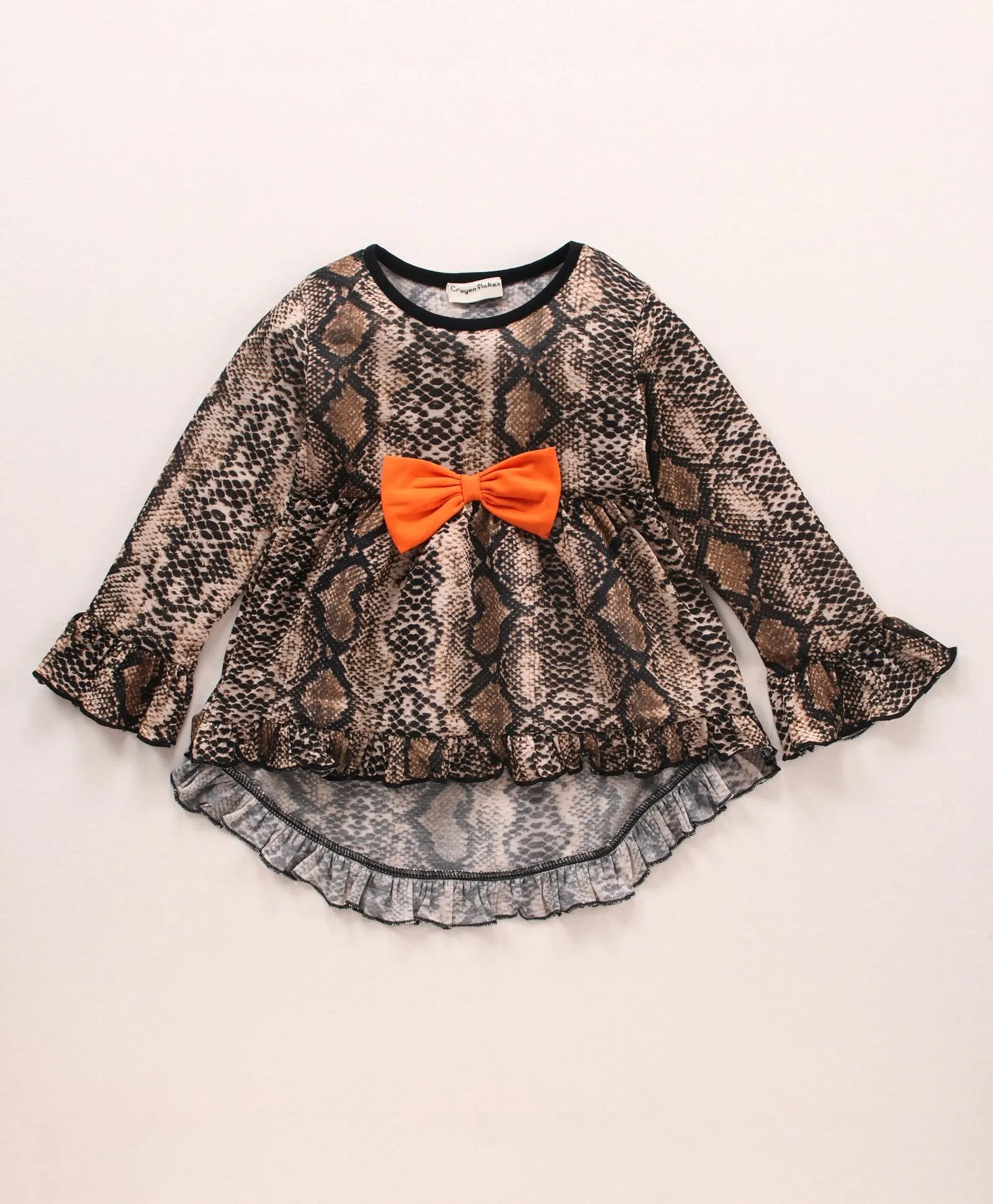 Animal Print Frill with Bow Top Leggings Set