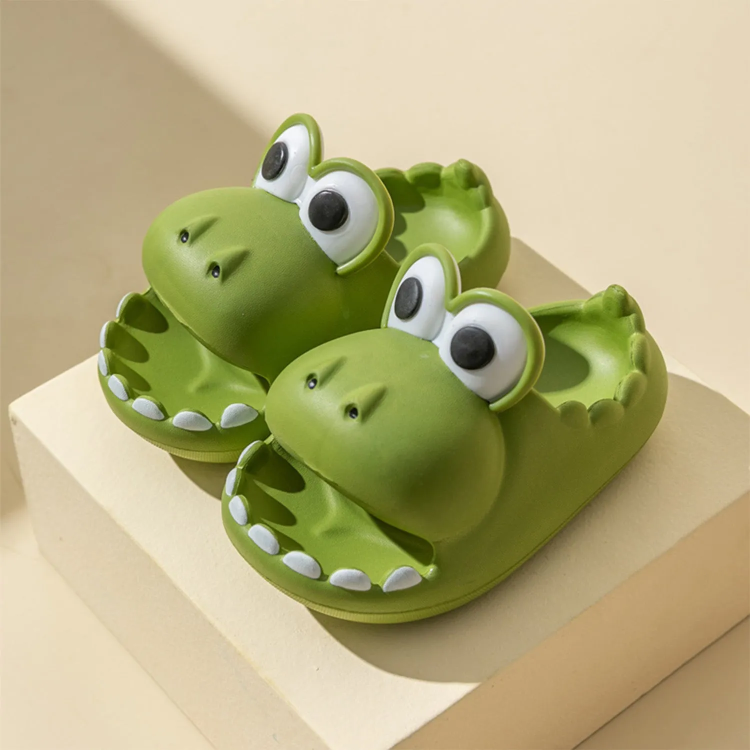 Baby Moo Crocodile Beach Slippers 3D Cartoon Sliders - Green