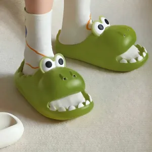 Baby Moo Crocodile Beach Slippers 3D Cartoon Sliders - Green