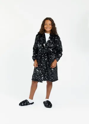 Boys Outer Space Plush Fleece Shawl Collar Robe with Matching Slippers