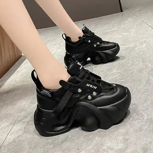 Chunky PU Lace Up Platform Sneakers