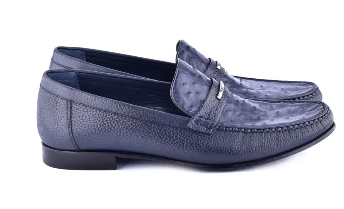 Corrente Style 3898 Ostrich Loafer Blue