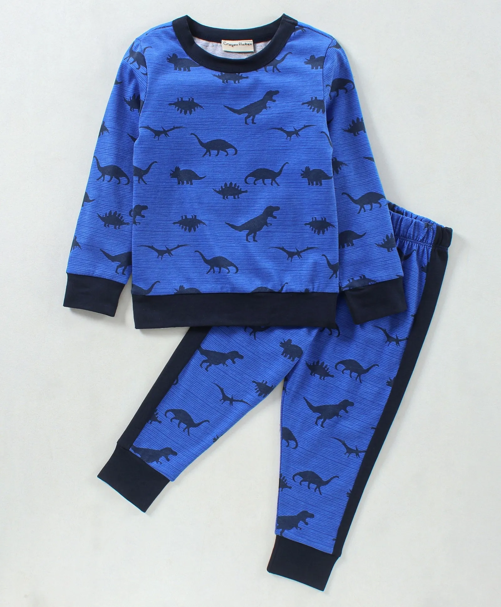 Dinosaur Printed Sweatshirt Jogger Set - Blue