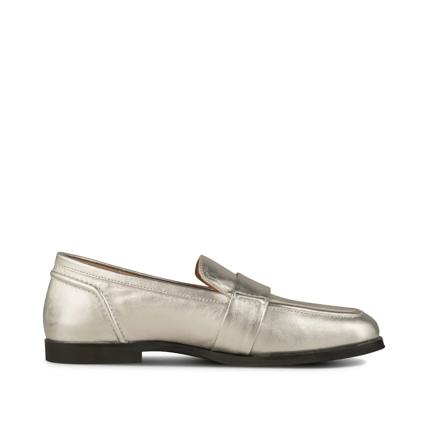 Erika saddle loafer leather - SILVER METALLIC