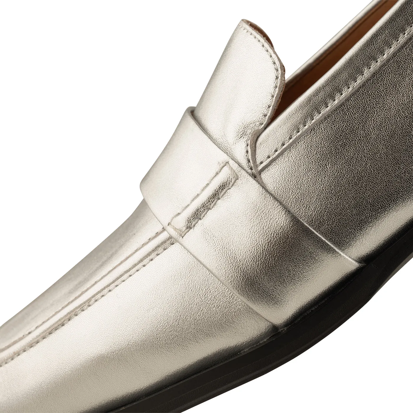 Erika saddle loafer leather - SILVER METALLIC