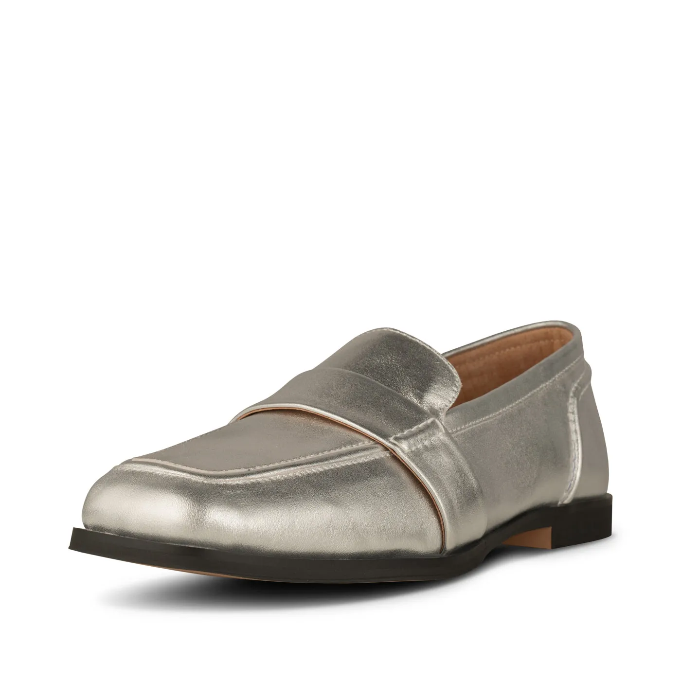 Erika saddle loafer leather - SILVER METALLIC