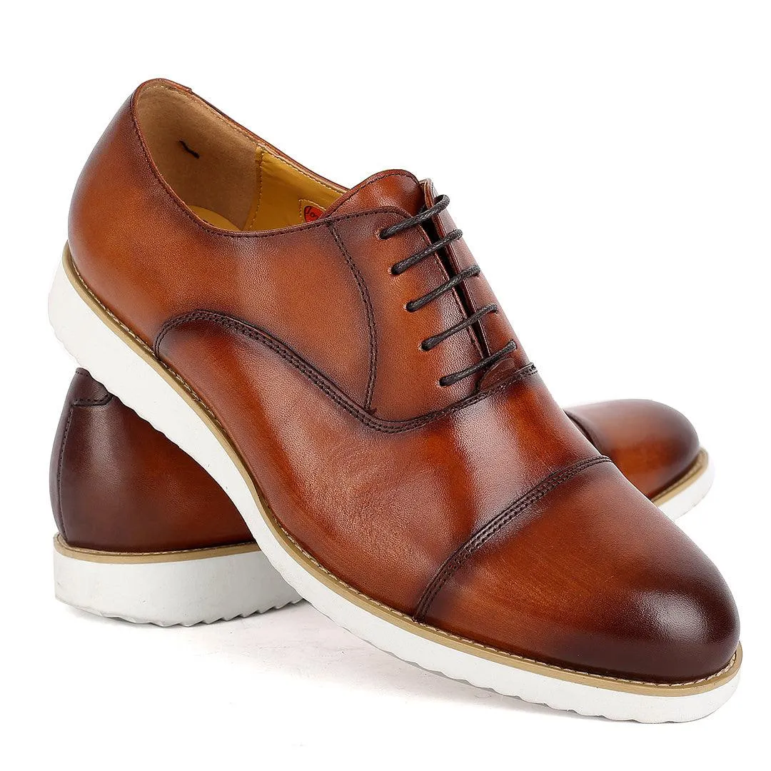 John Mendon Daytonaline Plain Leather Sneakers Shoe-Brown