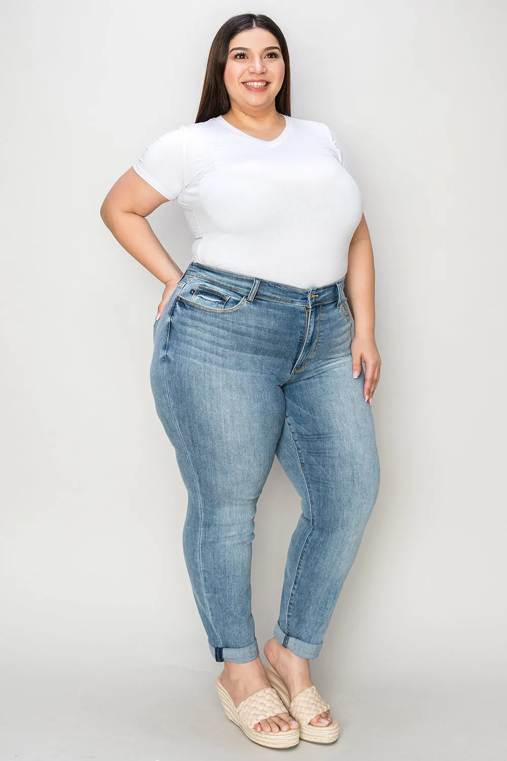 Judy Blue Full Size Cuffed Hem Slim Jeans