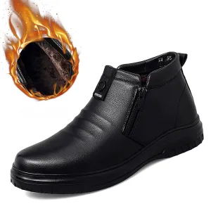 kkboxly kkboxly Men Side Zipper Comfy Microfiber Leather Warm Non Slip Business Casual Ankle Boots