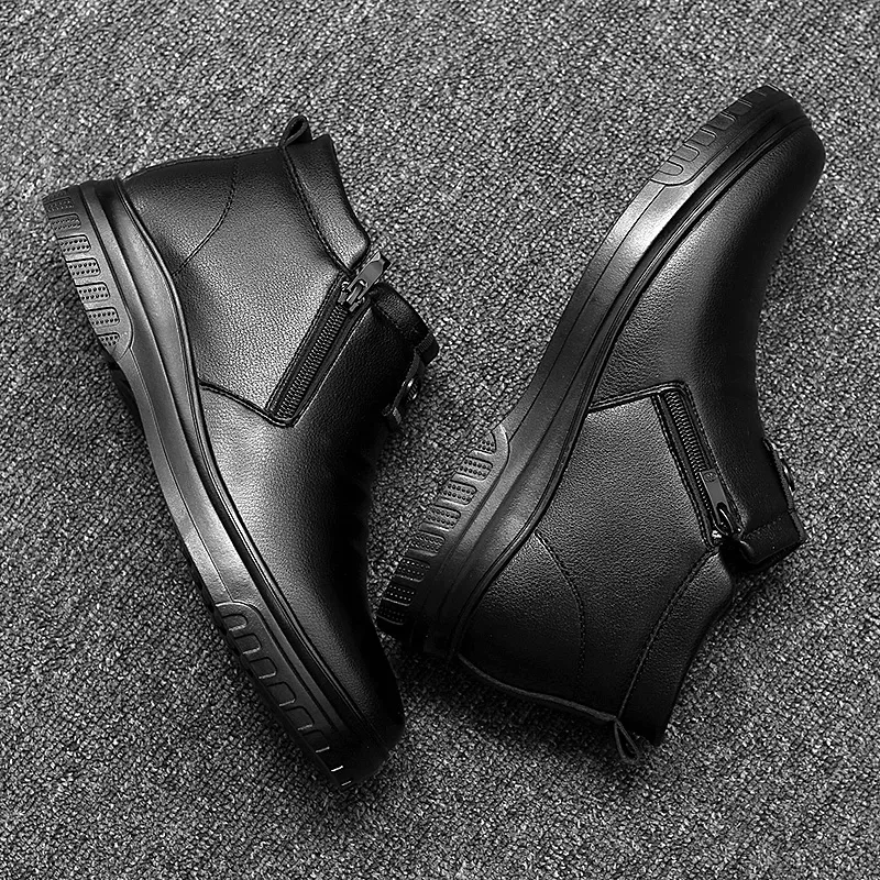 kkboxly kkboxly Men Side Zipper Comfy Microfiber Leather Warm Non Slip Business Casual Ankle Boots