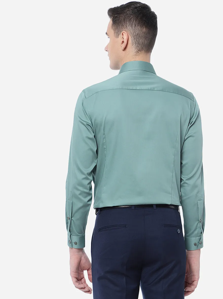 Light Green Solid Slim Fit Party Wear Shirt | Greenfibre