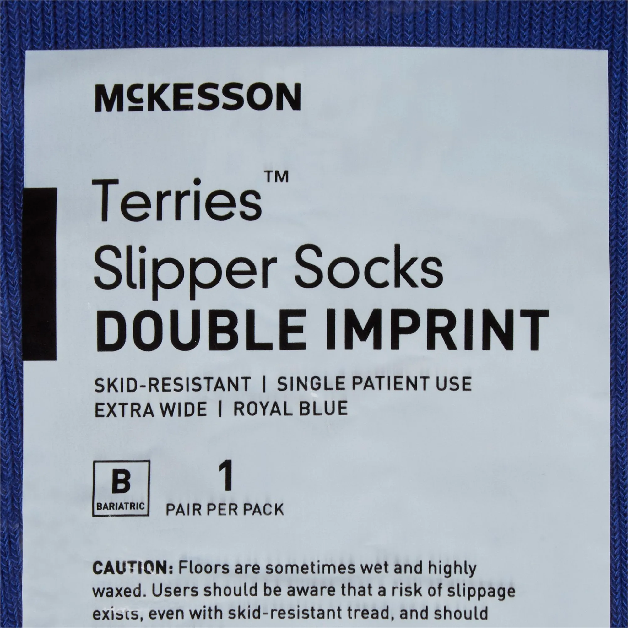 McKesson Terries™ Adult Slipper Socks, Bariatric / X-Wide, Royal Blue