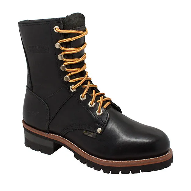 Men's 9" Waterproof Logger Black Leather Boots