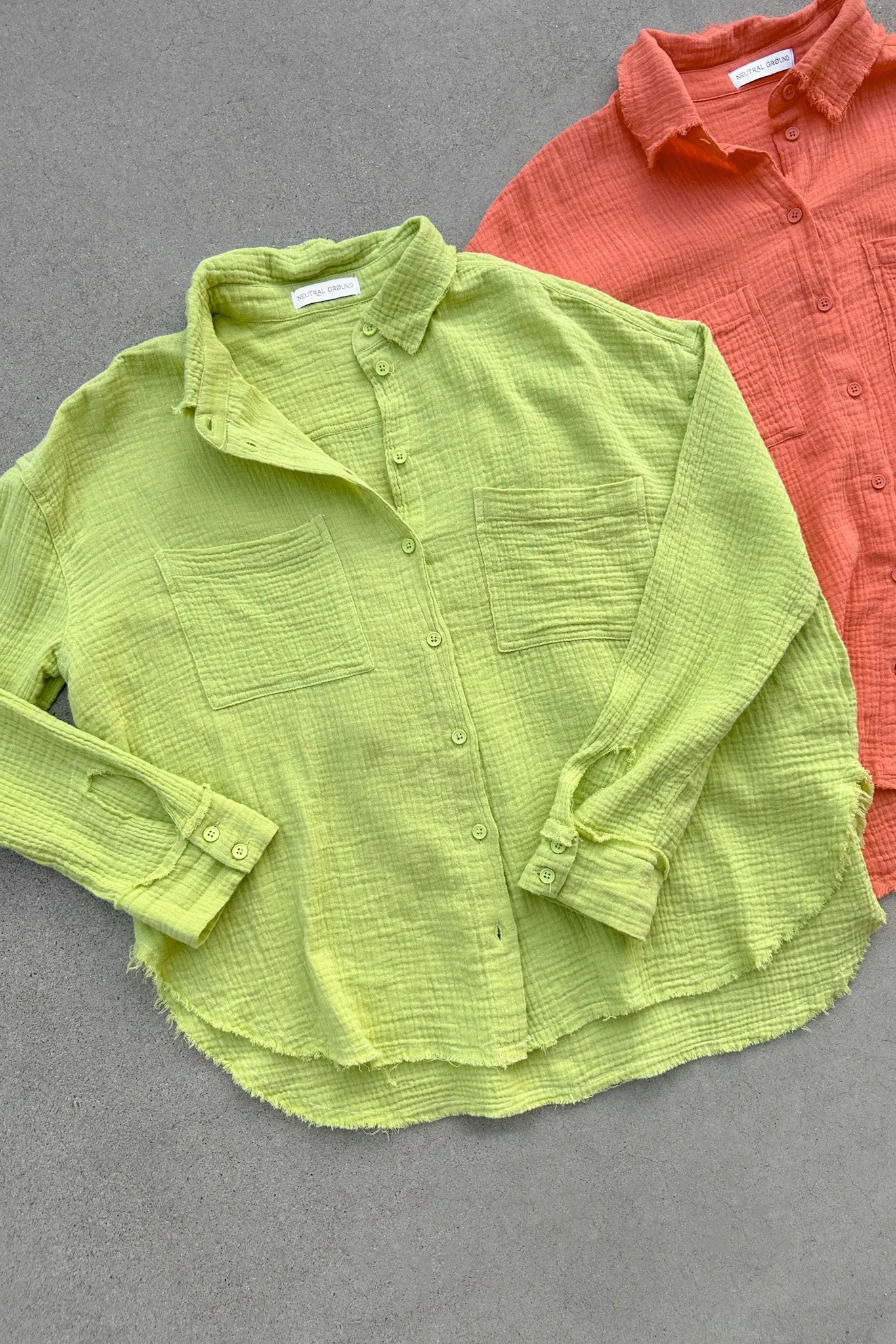 Newport Cotton Button Down Shirt in Lime