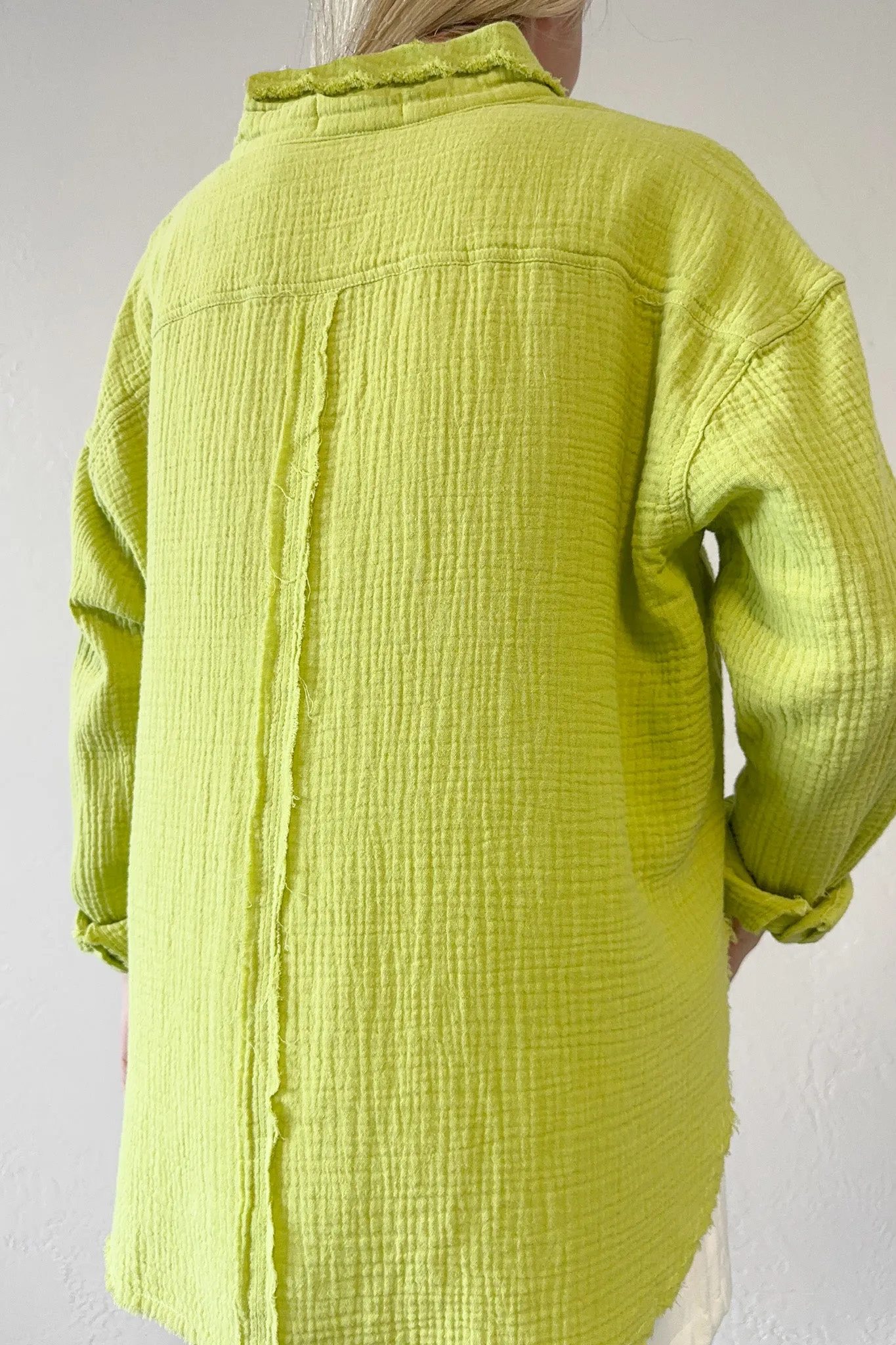 Newport Cotton Button Down Shirt in Lime