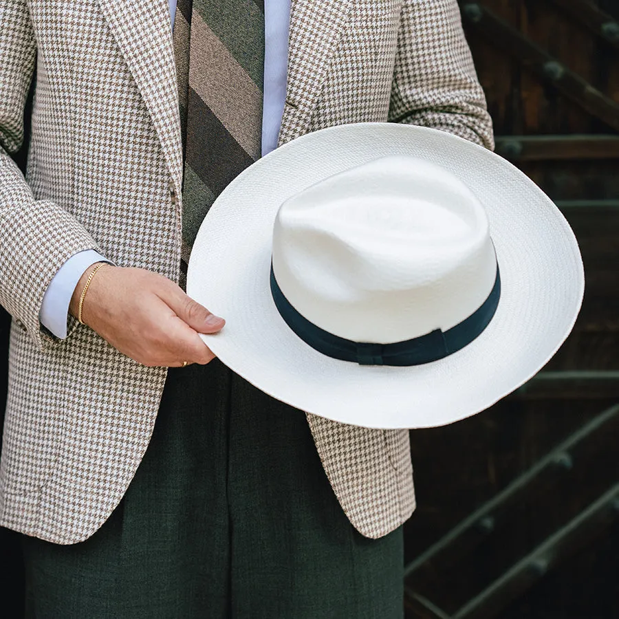 Panama Hat - Ivory / Navy Ribbon - Llano