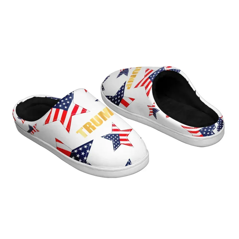 Personalized Patriotic Trump Slippers, Custom  Cozy Indoor Slipper, Supporter's Comfy Indoor Slipper