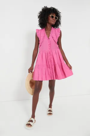 Pink Cole Smocked Flutter Sleeve Dress