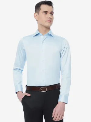 Sky Blue Solid Slim Fit Party Wear Shirt | Wyre