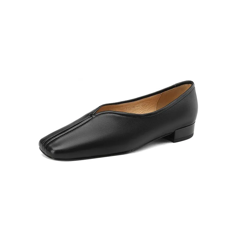 Soft Leather Slip On Loafers in Apricot/Black/Brown