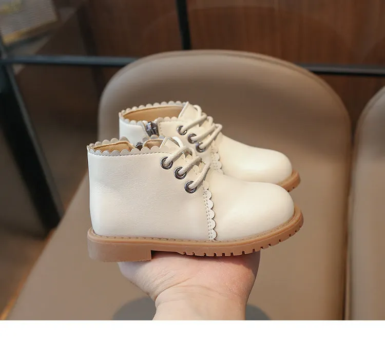 SOLID LACE-UP WINTER BOOTS - WHITE