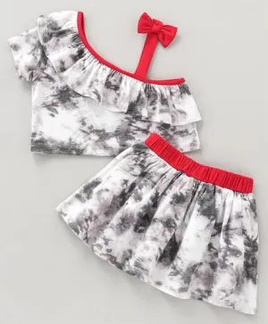 Tie Dye Frill and Strap Top Skirt Set