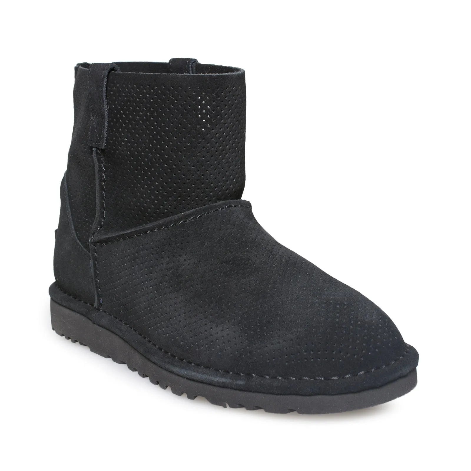 UGG CLASSIC Unlined Mini Perf Black Boots