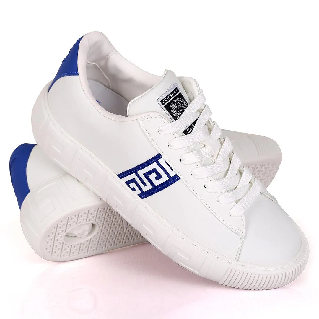 Vers Crested Belt Logo Designed White Sole Lace Up Sneakers